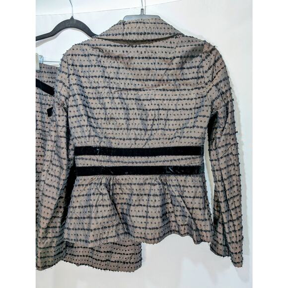 Nanette Lepore Skirt Suit Set Y2K Black Textured Dot Velvet Trim Sz 2 USA - Picture 14 of 16